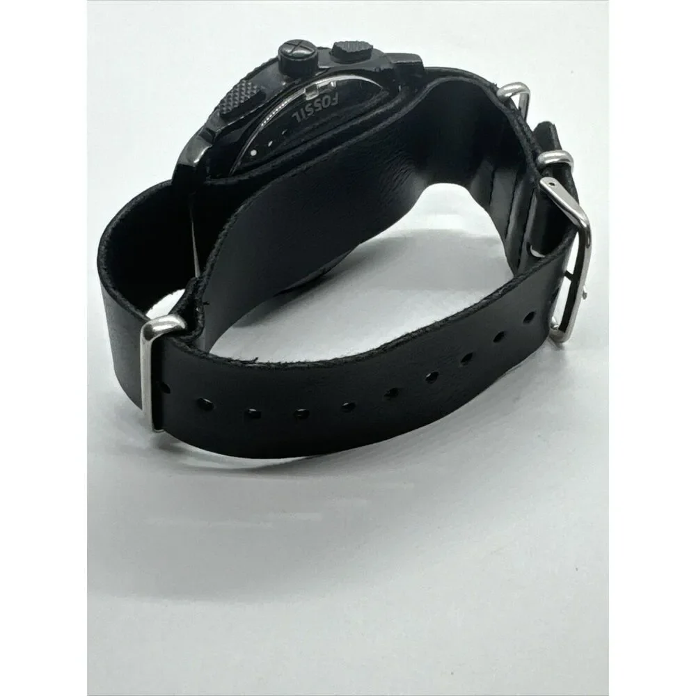 Fossil Machine FS4552 Men's Black Leather Analog Dial Quartz Wrist Watch JNA677